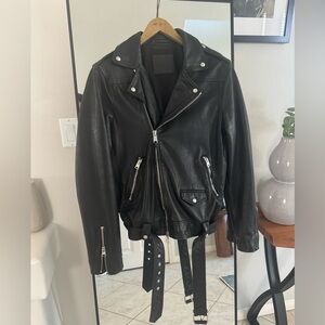 Allsaints Manor Black Leather Jacket